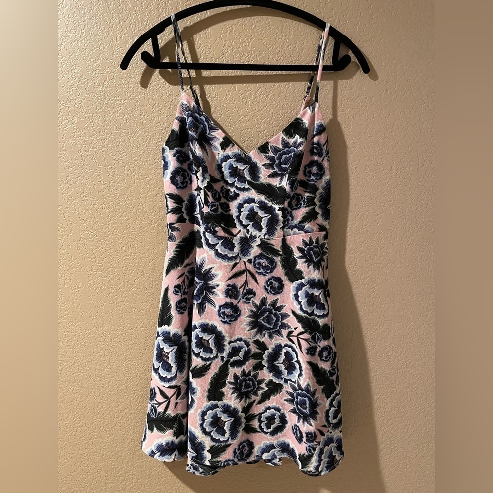 Show Me Your MuMu Pink and Blue Floral Mini Dress